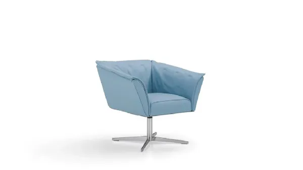 Poltrona in pelle azzurre Hendrics di Alpa Salotti