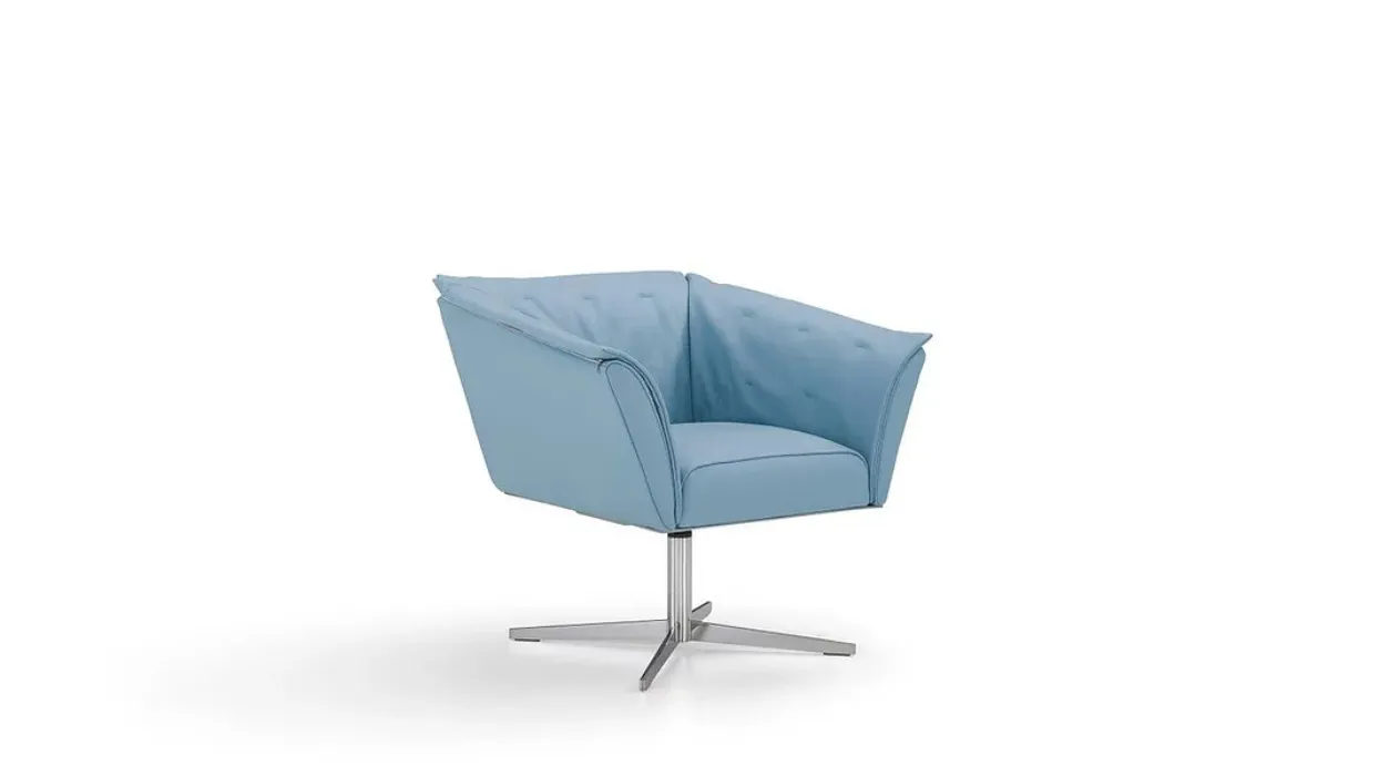 Poltrona in pelle azzurre Hendrics di Alpa Salotti
