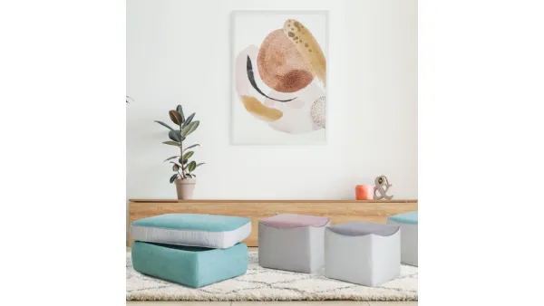 Pouf quadrato in tessuto colori pastello Ryan di Aerre