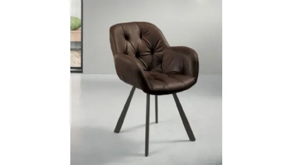 Sedia Celia con struttura in metallo verniciato e seduta in ecopelle effetto soft touch di Capodarte