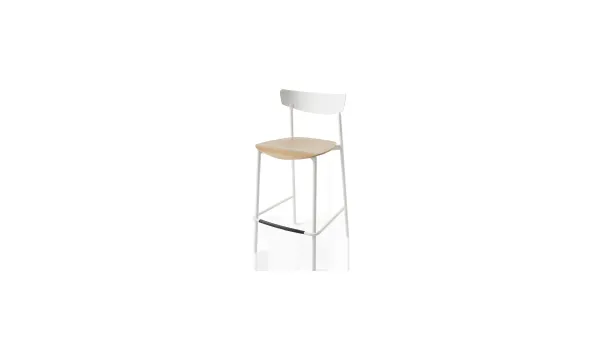 Sgabello Clip in metallo con seduta in legno di Connubia