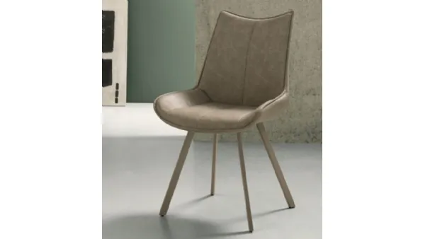 Sedia Clodia con struttura in metallo verniciato e seduta in ecopelle effetto vintage di Capodarte