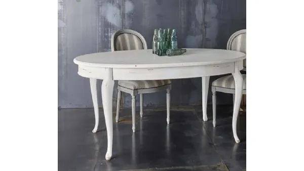 Tavolo ovale allungabile Art 604 Shabby Chic in legno di Fratelli Mirandola