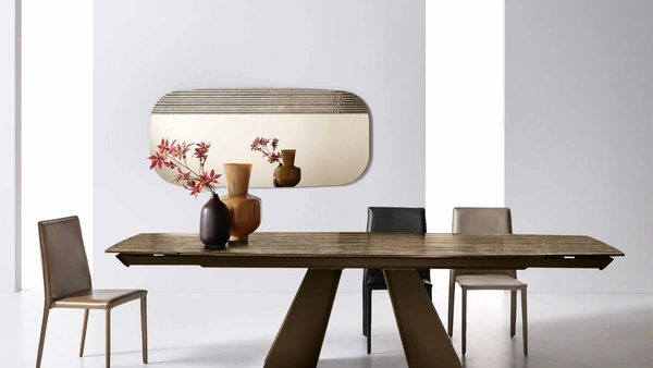 Tavolo allungabile Louis in vetro rigato bronzo retroargentato di Capodarte