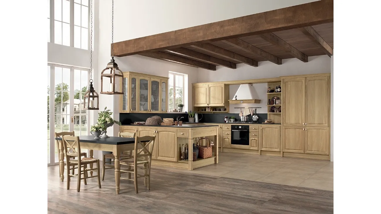 Cucina Classica con penisola Mida 05 in Rovere di Colombini Casa Artec