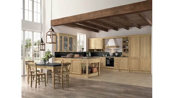Cucina Classica con penisola Mida 05 in Rovere di Colombini Casa Artec