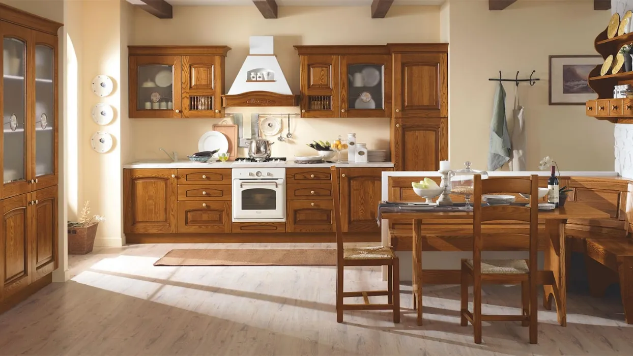 Cucina Classica Elena Composizione 01 in Castagno Chiaro di Mobilturi