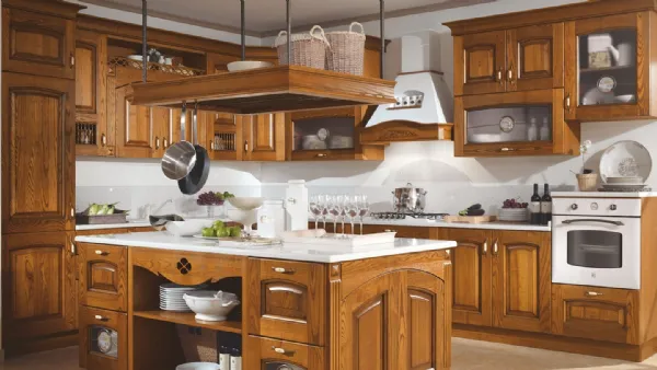 Cucina Classica Elena Composizione 02 in Castagno Chiaro di Mobilturi