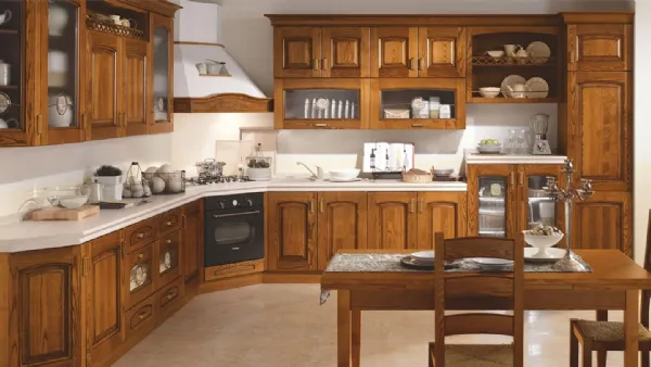 Cucina Classica Elena Composizione 04 in Castagno Chiaro di Mobilturi