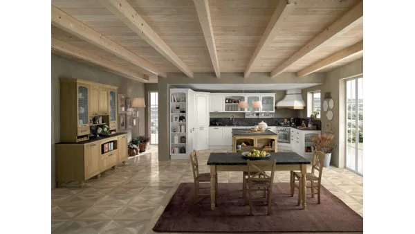 Cucina Classica Mida 04 in legno naturale Bianco di Colombini Casa Artec