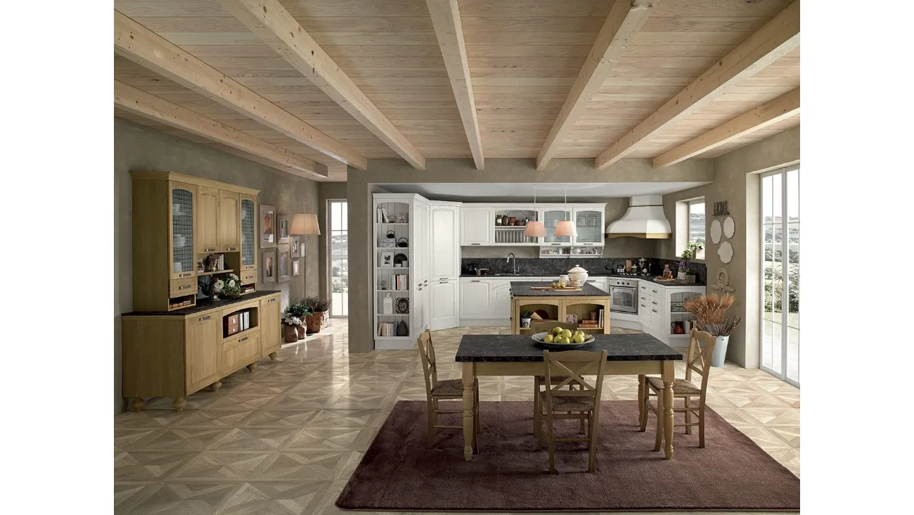 Cucina Classica Mida 04 in legno naturale Bianco di Colombini Casa Artec