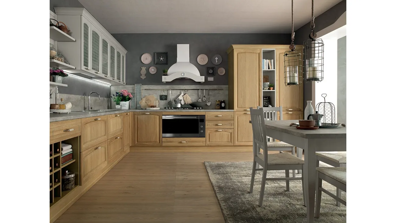 Cucina Classica angolare Mida 07 in legno di Rovere di Colombini Casa Artec
