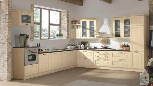 Cucina Classica Bea in legno laccato Panna di Net Cucine