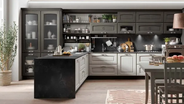 Cucina Classica Olimpia in Carbone e Perla Bianco di Mobilturi