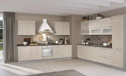 Cucina Classica ad angolo Bea in legno laccato Tortora di Net Cucine