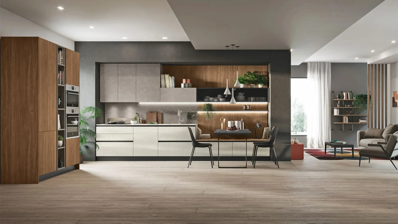 Cucina Moderna Art-Kaya 02 in materico cemento di Stosa