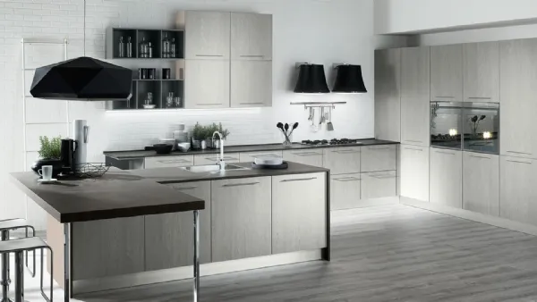 Cucina Moderna Brio in Frassino Grigio di Mobilturi