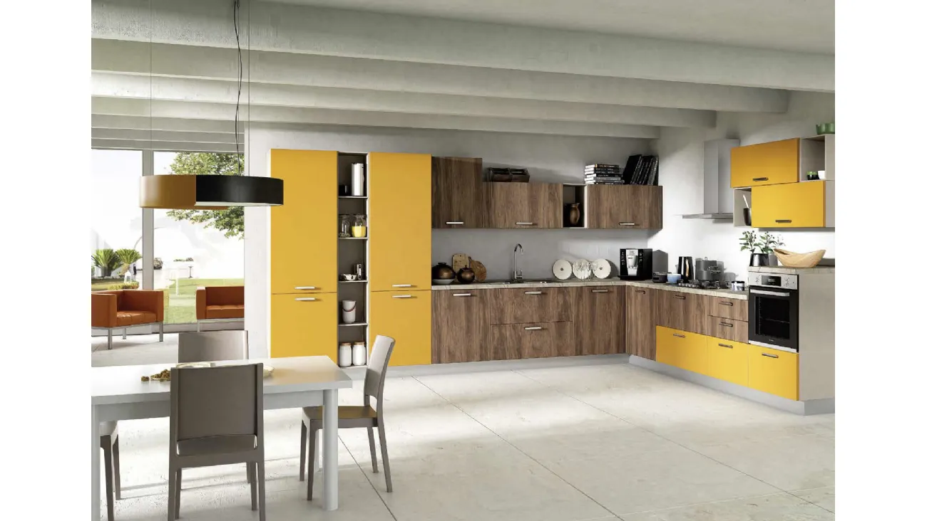 Cucina Moderna angolare Cloe 05 Rovere Tabacco e Senape di Net Cucine