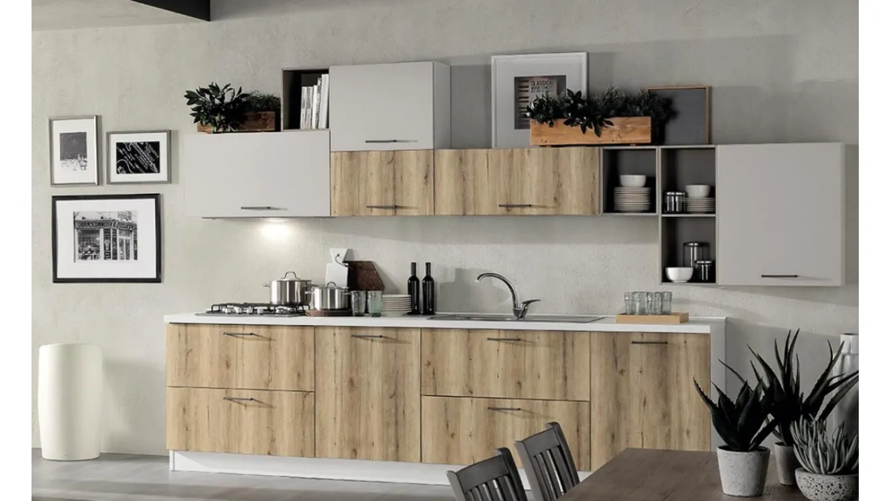 Cucina Moderna Cloe 08 Rovere Miele e Sabbia Opaco di Net Cucine