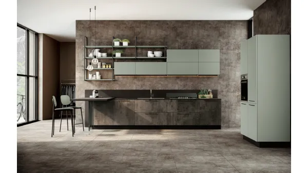 Cucina Moderna con penisola Quadra 02 in nobilitato di Colombini Casa Artec