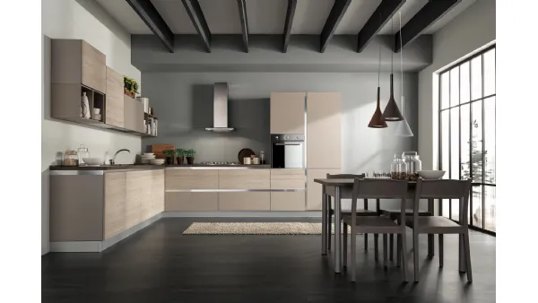 Cucina Moderna Delizia 04 Olmo Grigio e Tortora Opaco di Net Cucine