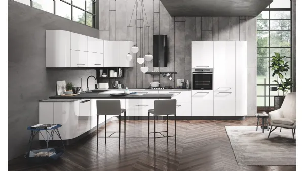 Cucina Moderna Gaia finitura Bianco Lucido di Mobilturi