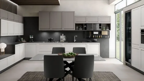 Cucina Moderna angolare Incanto frassino ghisa e bianco di Mobilturi