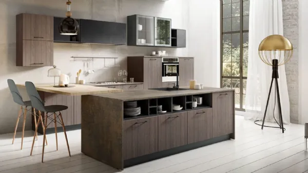 Cucina Moderna Matrix in Rovere Grigio di Mobilturi