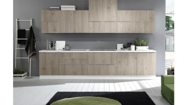 Cucina Moderna lineare Mia Rovere Grigio di Net Cucine