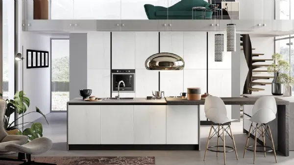 Cucina Moderna con isola Nala in rovere pietra di Mobilturi