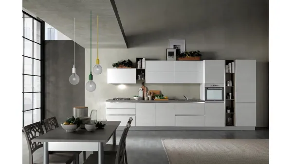 Cucina Moderna Delizia 01 Rovere Ghiaccio e Bianco Opaco di Net Cucine