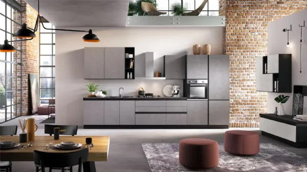 Cucina Moderna Zoe 04 Ardesia e Ghiaccio Cemento di Net Cucine