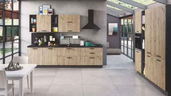 Cucina Moderna New Smart 05 Legno Nodato di Net Cucine