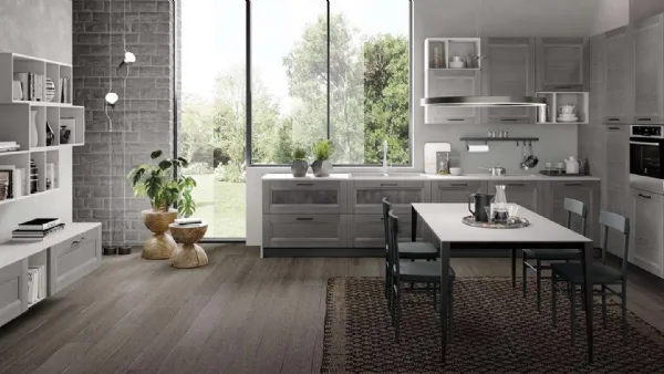 Cucina Moderna angolare Nina in legno massello laccato Grigio di Mobilturi
