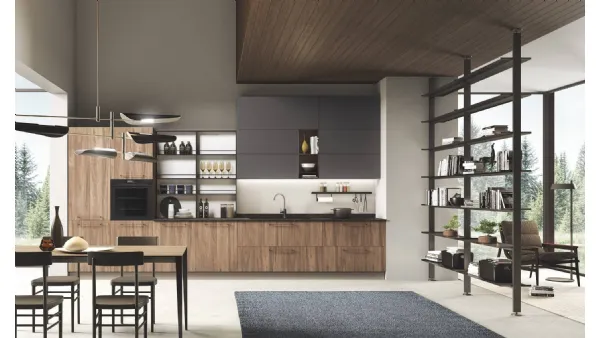 Cucina Moderna lineare Pop noce e grafite di Mobilturi