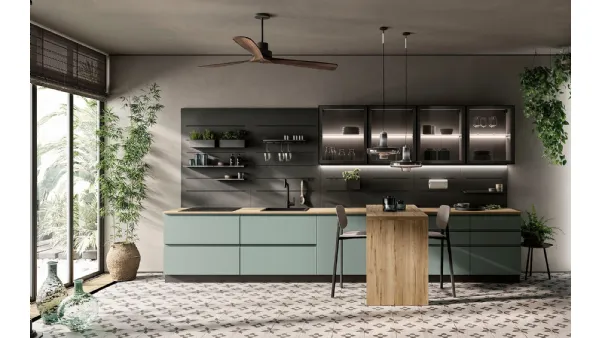 Cucina Moderna con penisola Pura in laccato opaco di Colombini Casa Artec