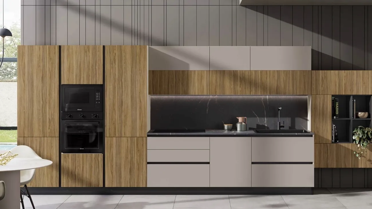Cucina Moderna Sandy 01 Canapa e Noce di Net Cucine