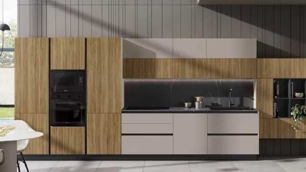 Cucina Moderna Sandy 01 Canapa e Noce di Net Cucine