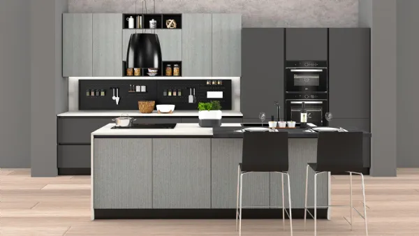 Cucina Moderna Sandy 01 Grigio Dune e Antracite Polvere di Net Cucine