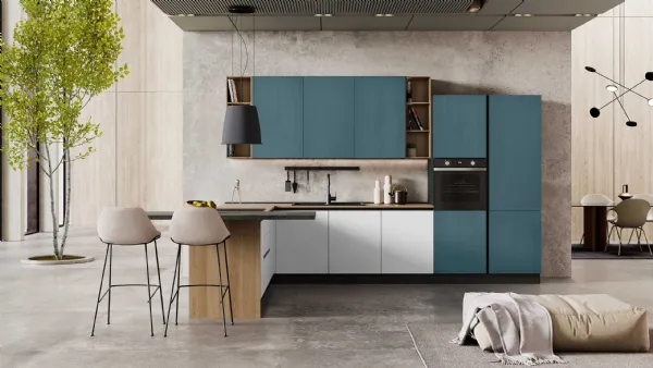 Cucina Moderna Sandy 02 Ghiaccio e Blu di Net Cucine