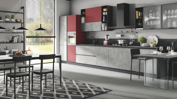 Cucina Moderna Star in Grigio Tavolato e Terracotta di Mobilturi