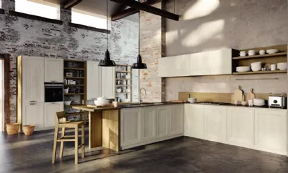 Cucina ad angolo in legno di rovere con penisola Charme Gola di Mirandola